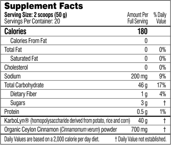 performance lab carb sport supplement facts